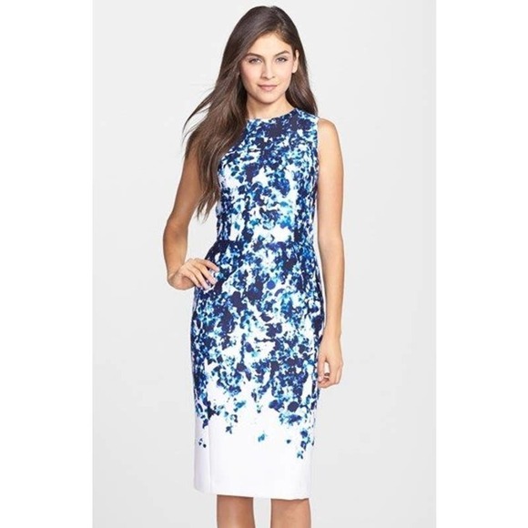 Vince Camuto Dresses & Skirts - Vince Camuto Blue & White Floral Scuba Shift Dress Size 6 Petite